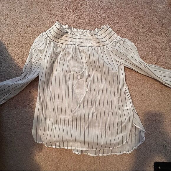 MICHAEL KORS Off-Shoulder Striped Blouse - Size M NWT - Picture 1 of 2